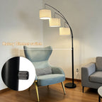 Adjustable Floor Lamp for Living Room with Three Head Knob-Controlled Lamp