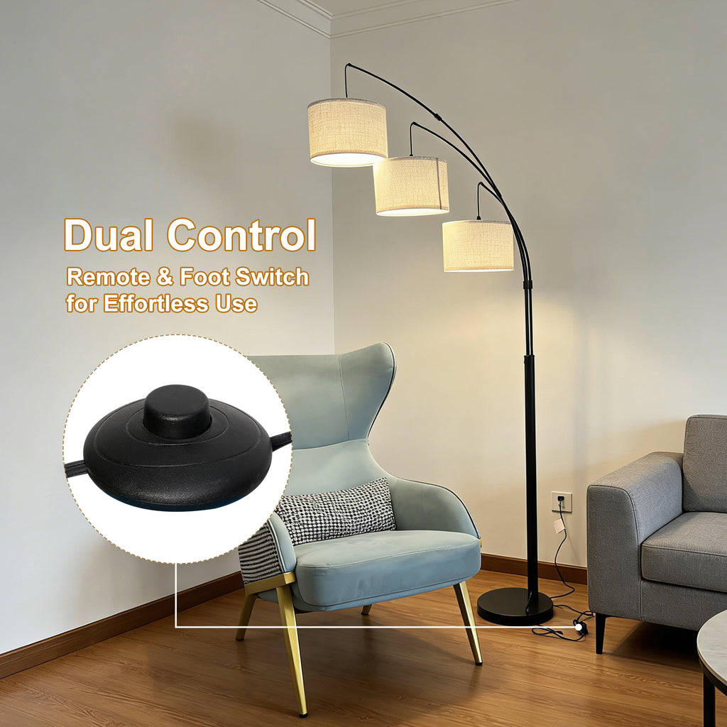 Adjustable Floor Lamp for Three Head Remote-Controlled Lamp