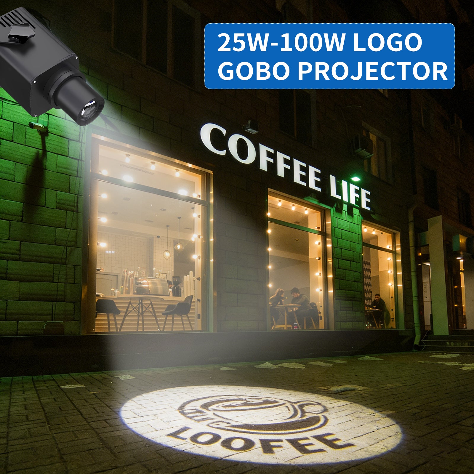Custom SIXI Logo Gobo Projector Outdoor Waterproof High Definition Business Storefront Sign Projection Light