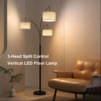 Adjustable Floor Lamp for Living Room with Three Head Knob-Controlled Lamp