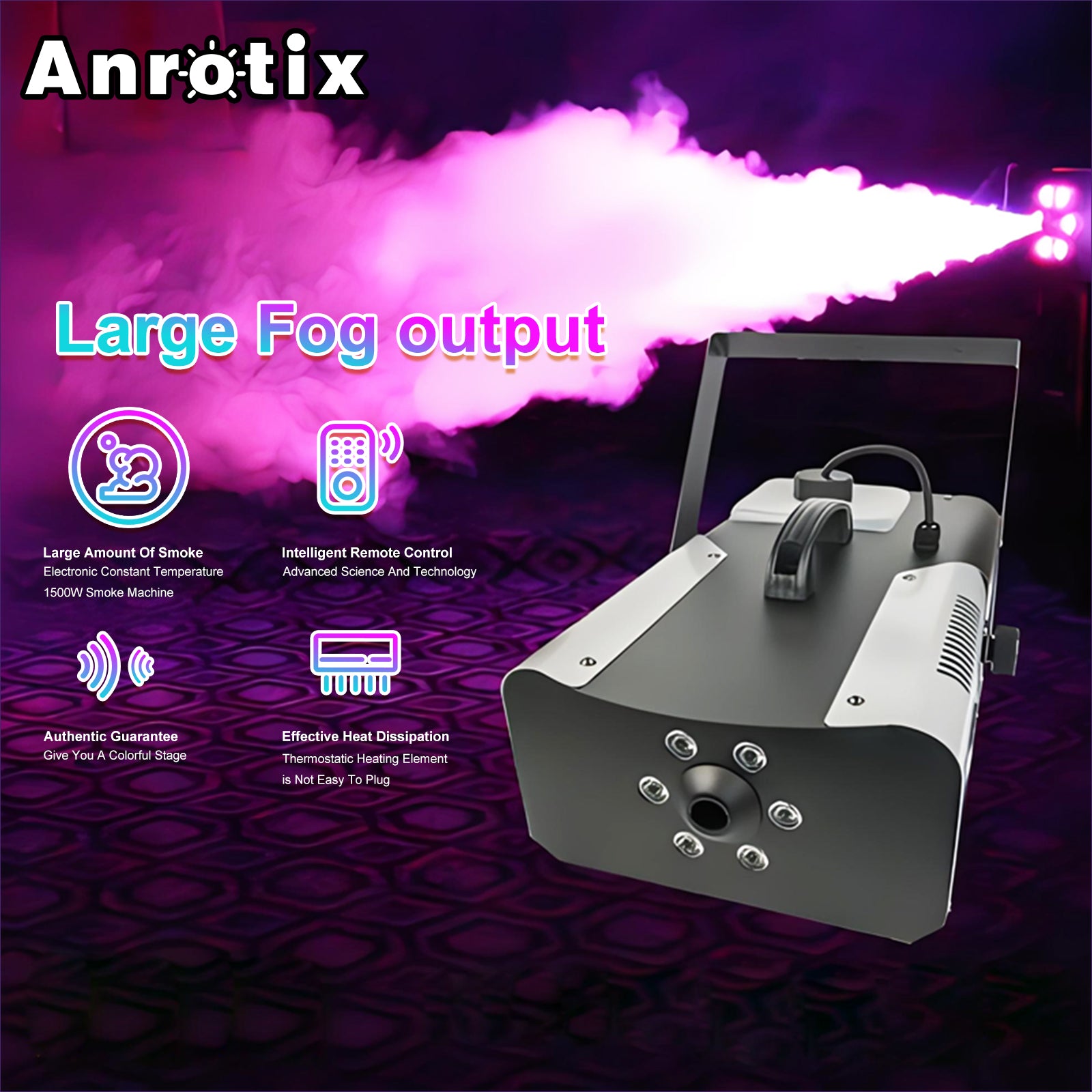 1500W Fog Machine, Smoke Machine with LED Lights Effect