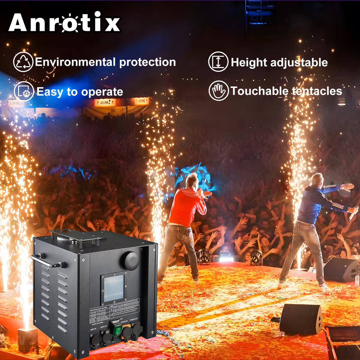 Sparkloo Machine Cold sparkle machine,750w IP65 Waterproof outdoor 2.5-5.5m Fountain Ef ...