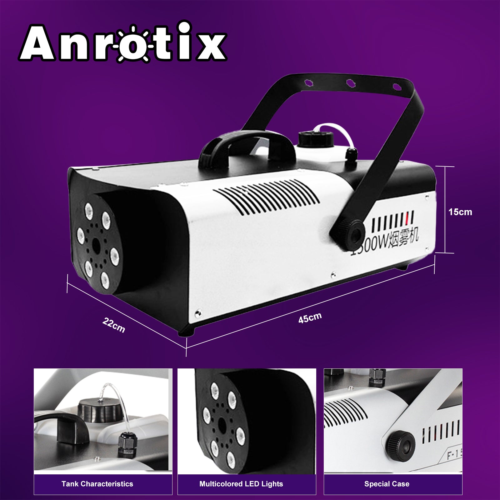 1500W Fog Machine, Smoke Machine with LED Lights Effect
