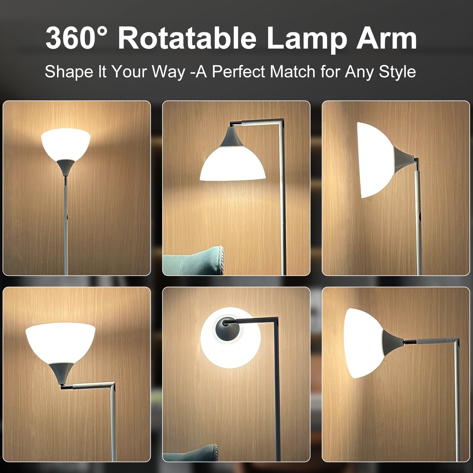 Upward-Facing Horn-Shaped Lamp with Flat Shade & Bendable Home Light