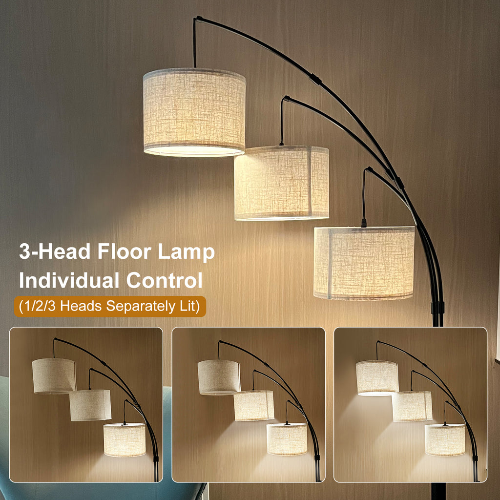 Adjustable Floor Lamp for Three Head Remote-Controlled Lamp