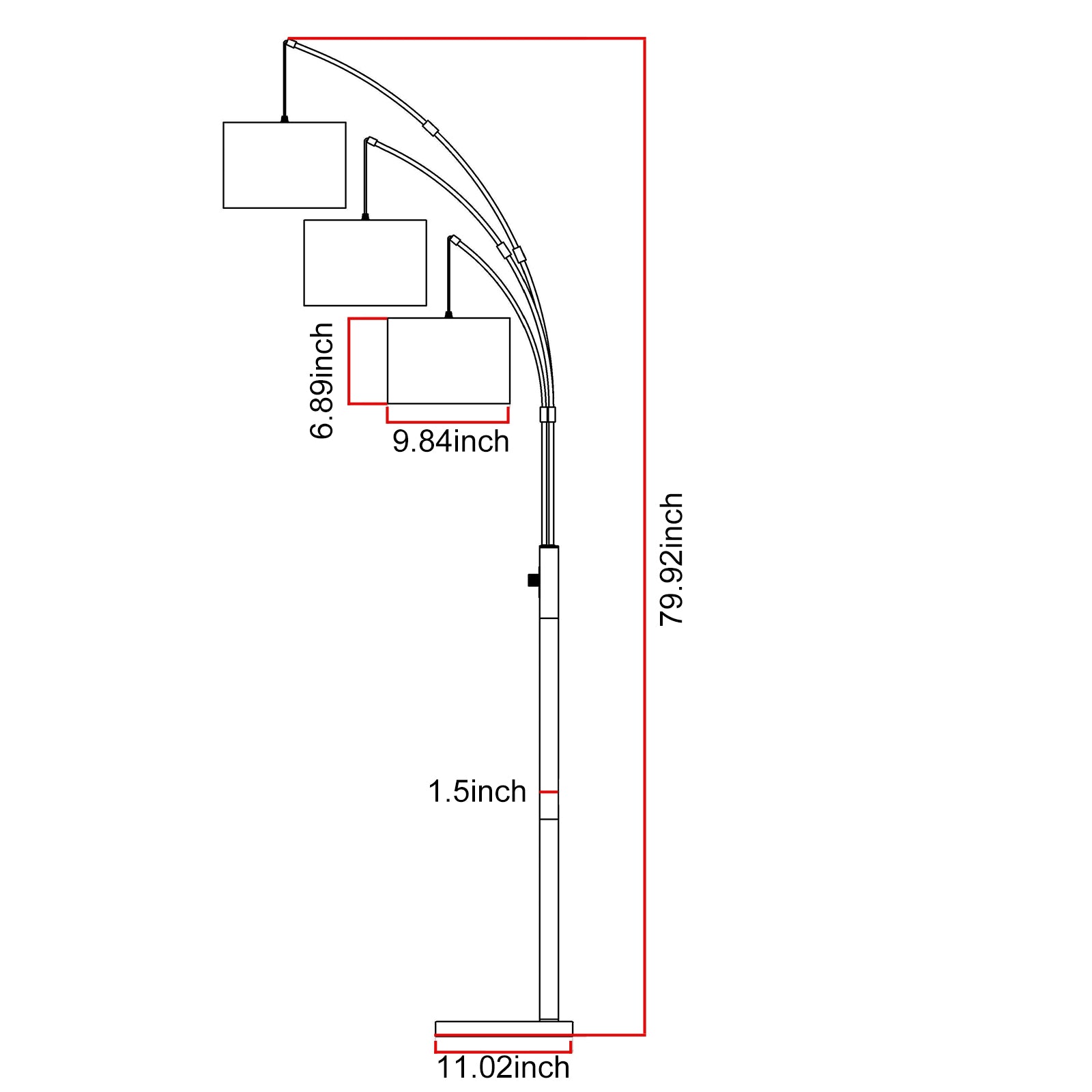 Adjustable Floor Lamp for Living Room with Three Head Knob-Controlled Lamp