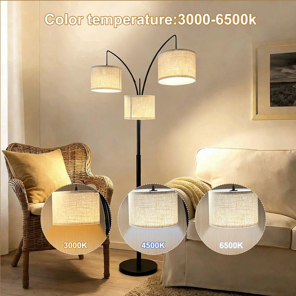 Adjustable Floor Lamp for Three Head Remote-Controlled Lamp