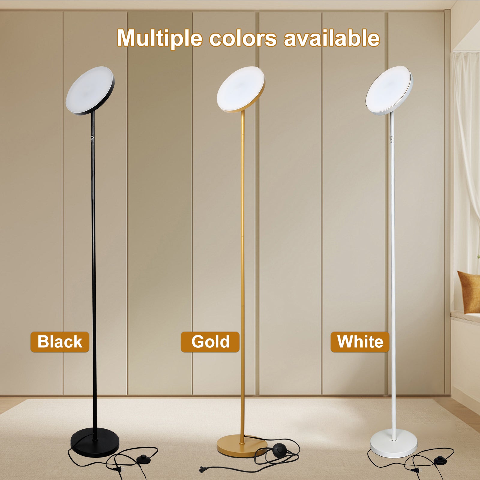 Flippable Head Metal Standing Lamp for Home Interior Use