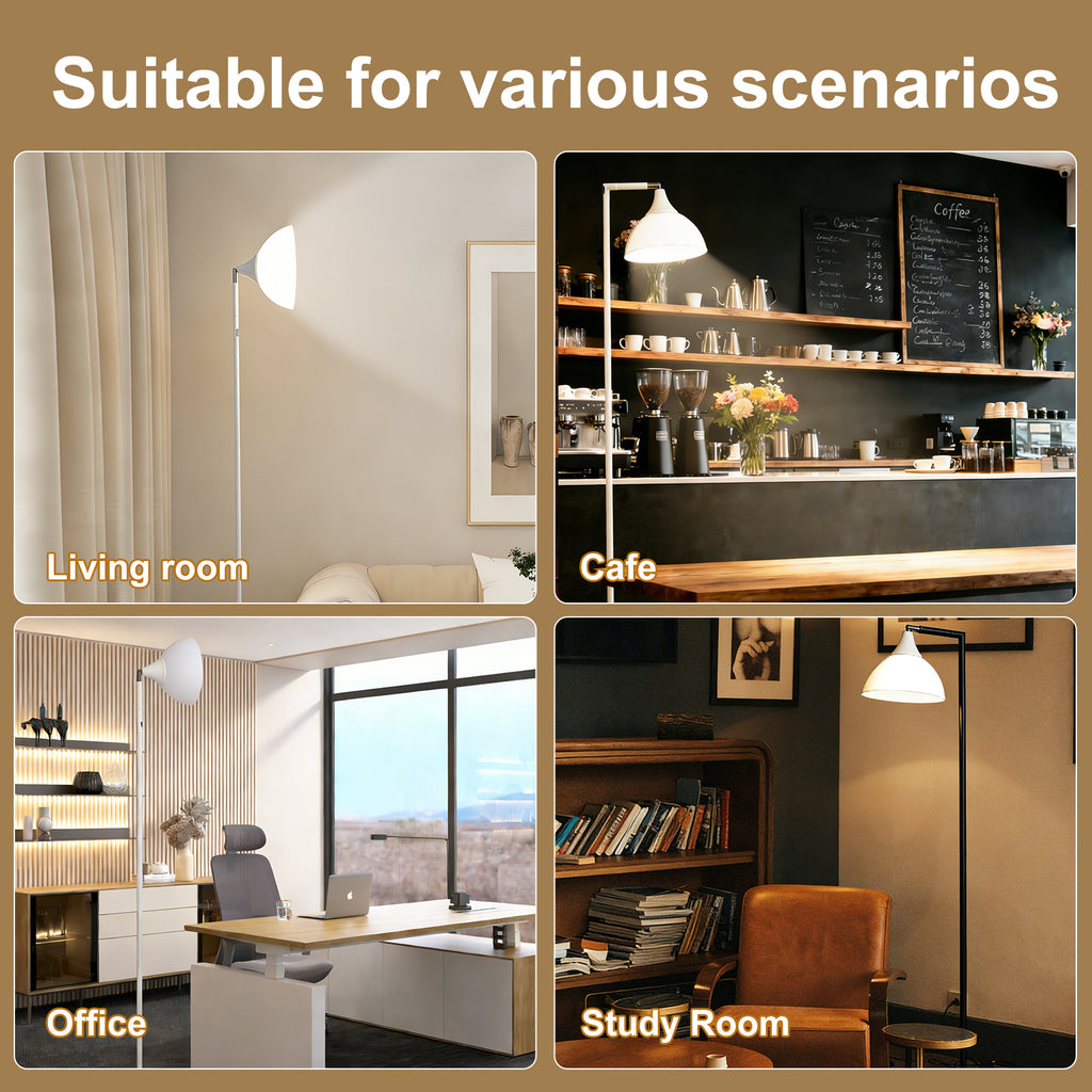 Upward-Facing Horn-Shaped Lamp with Flat Shade & Bendable Home Light