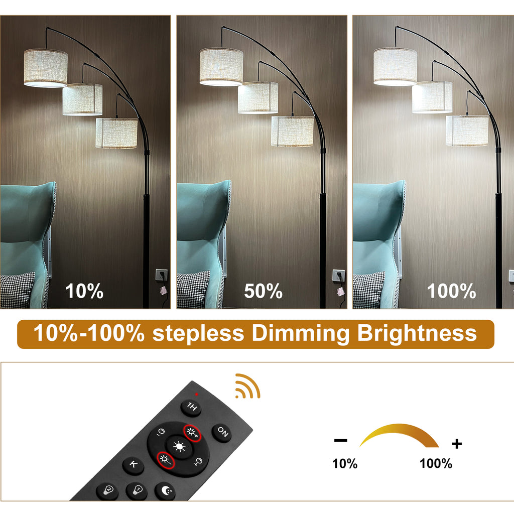 Adjustable Floor Lamp for Living Room with Three Head Knob-Controlled Lamp