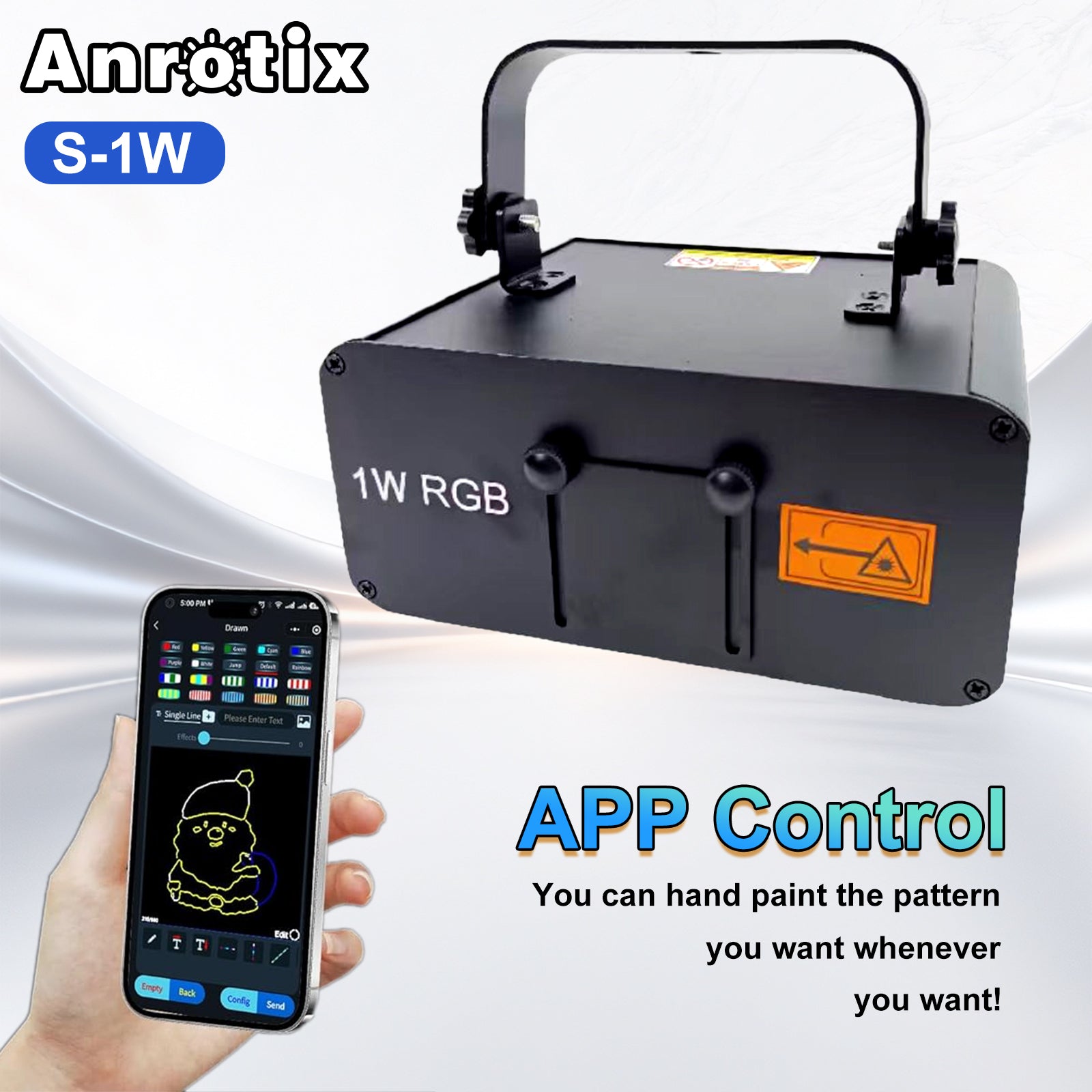 1W Laser Light with App Control, 3D Animation Laser Projector