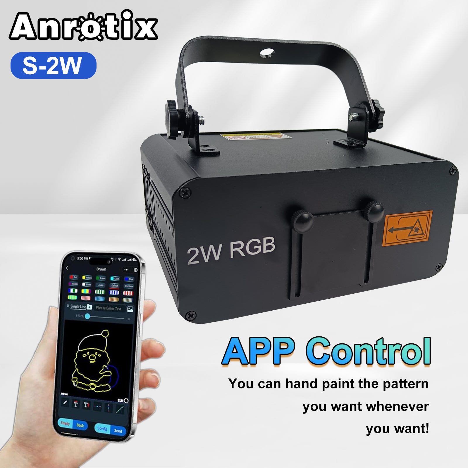 2W Laser Light with App Control, 3D Animation Laser Projector