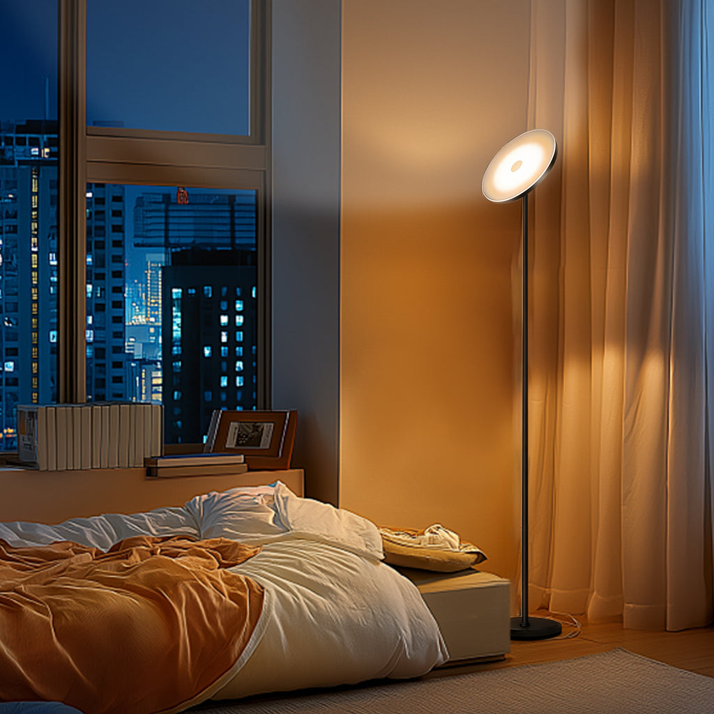 led floor lamp in bedroom